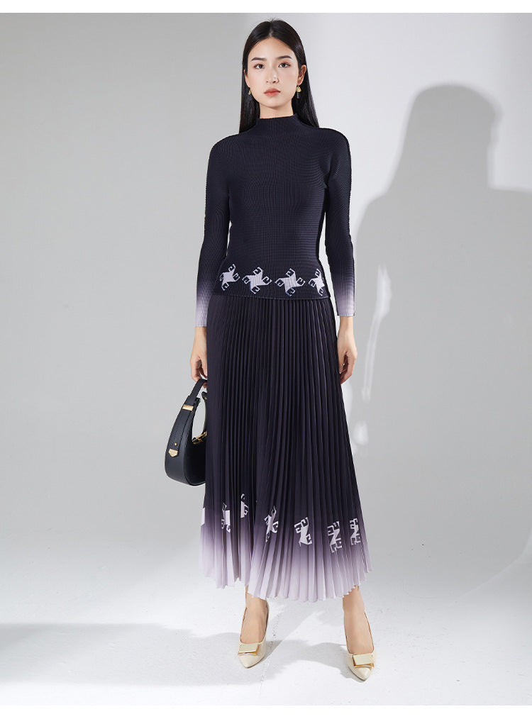 2025 Fashion pleated suit women's autumn clothing high-quality two-piece set processing custom-made 2025 Popular trade big-name women's clothing foundry