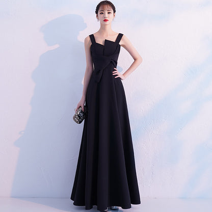 2025 Black evening dress women's  new banquet noble and elegant temperament annual meeting long host dress looks thin