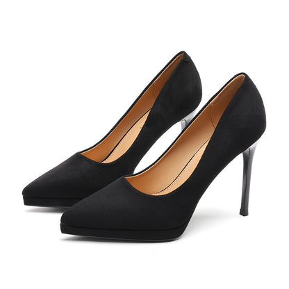2025 1088-8 thousand bird grid pointed stiletto high heels women's 2025 new 2025 suede super high heels 11CM