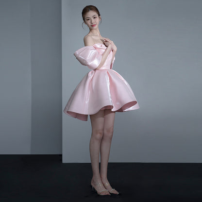 2025 Evening Dress  New Temperament Celebrity Banquet Birthday Party One Shoulder Princess Short Skirt Spring