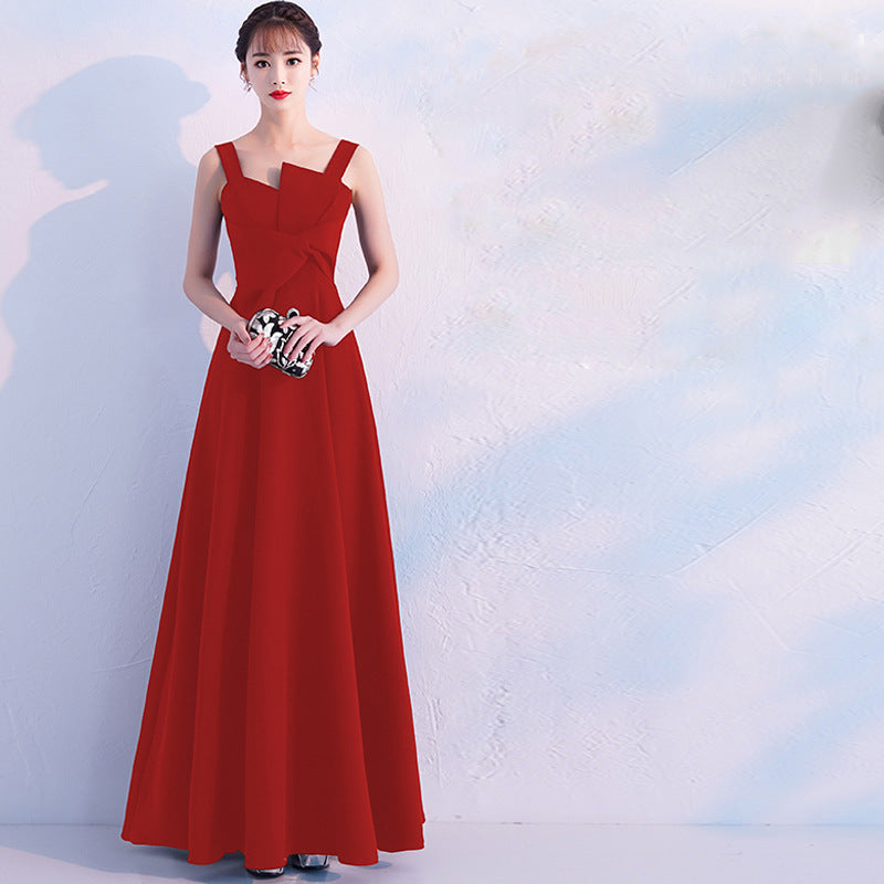 2025 Black evening dress women's  new banquet noble and elegant temperament annual meeting long host dress looks thin