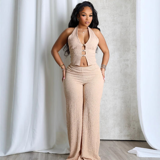 summer new  popular neck sleeveless backless V-neck tube top breasted sexy fashion jumpsuit