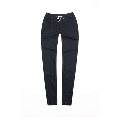 2025 2025 Popular trade New supply elastic waist drawstring low waist denim trousers women