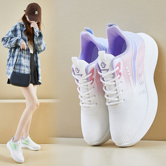 2025  ins tide Korean version of flying woven sports shoes for women's  spring new student running casual height increase street shot FZ6602