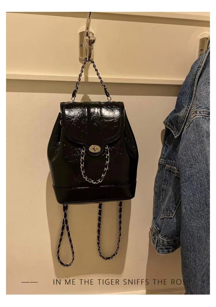 XIANGTUIBAO South Korea Niche Autumn and Winter Mini Chanel Style Chain Backpack Female Ins Blogger Student Oil Wax Leather Shoulder Bag