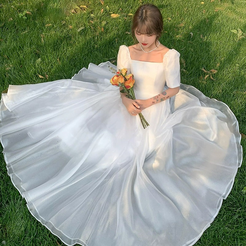 2025 light wedding dress  new bride Mori super fairy simple temperament go out welcome dress dress dress princess style