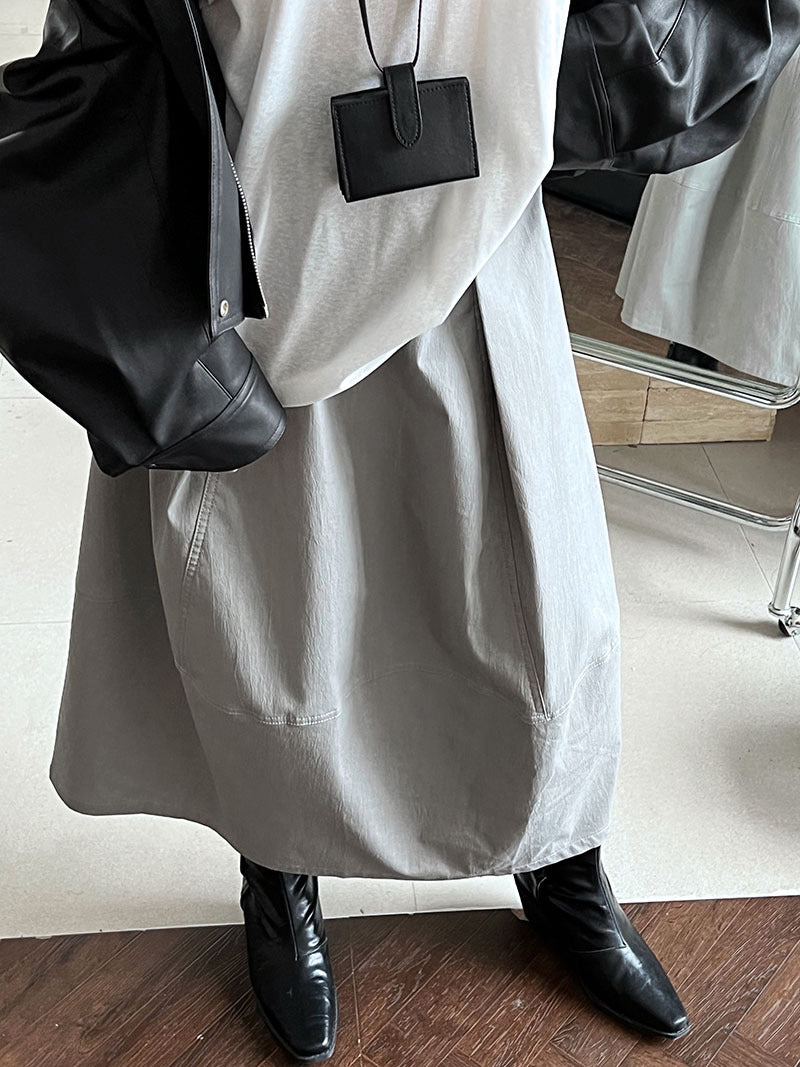 Luxi, autumn Korean new simple pleated skirt women's new hip-covering and thin bud A-shaped umbrella skirt 1812