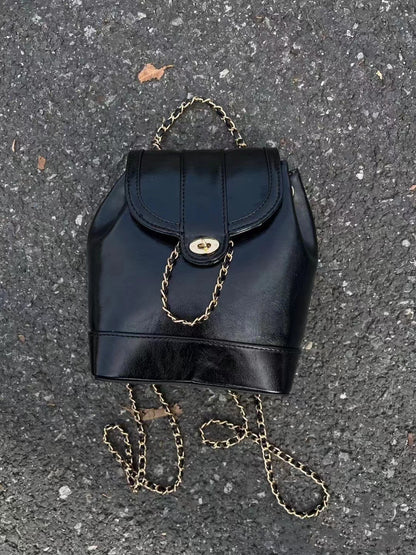 XIANGTUIBAO South Korea Niche Autumn and Winter Mini Chanel Style Chain Backpack Female Ins Blogger Student Oil Wax Leather Shoulder Bag