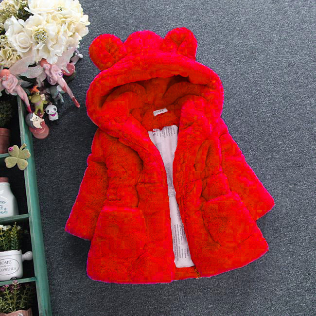 New plush warm winter thickened soft imitation rabbit hair girls small and medium children's hair sweater   explosion
