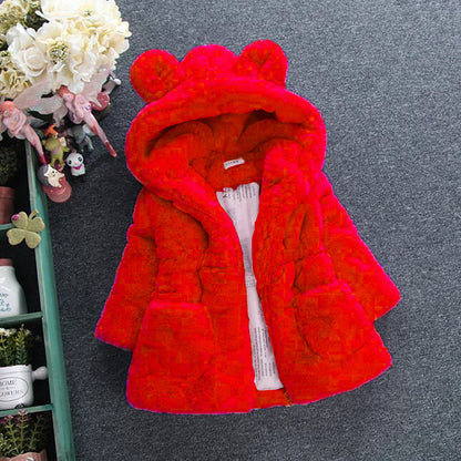 New plush warm winter thickened soft imitation rabbit hair girls small and medium children's hair sweater   explosion