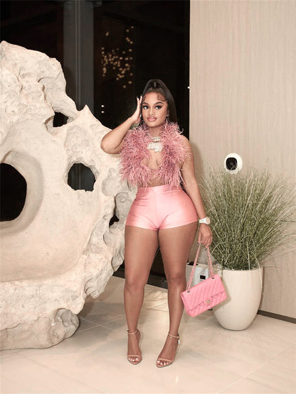 Popular,  summer new New Popular trade fashion sexy top tight shorts set