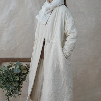 national style Zen jacquard thickened long cotton-padded coat, new Chinese elegant dark pattern jacquard extended cotton-padded coat M21439