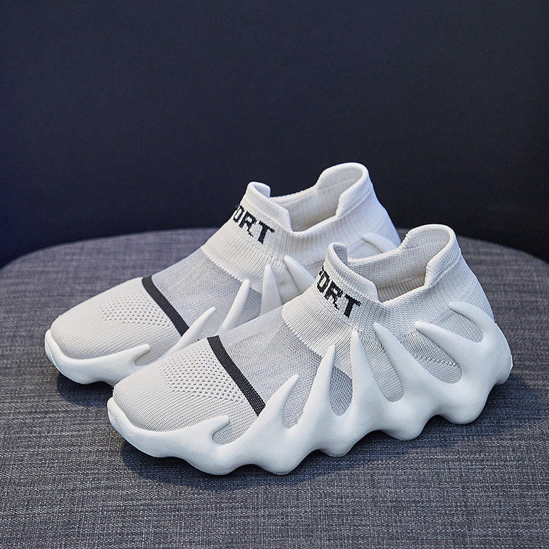 2025  ins mesh breathable socks shoes women's  summer new Korean version flying woven Xiaolongbao running casual shoes 450-11
