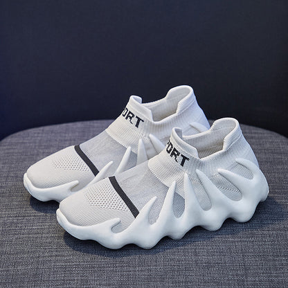 2025  ins mesh breathable socks shoes women's  summer new Korean version flying woven Xiaolongbao running casual shoes 450-11