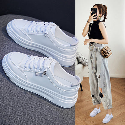 2025  Korean version ins little white shoes female tide students  spring new thick-soled muffin shoes female street shot board shoes female K6615