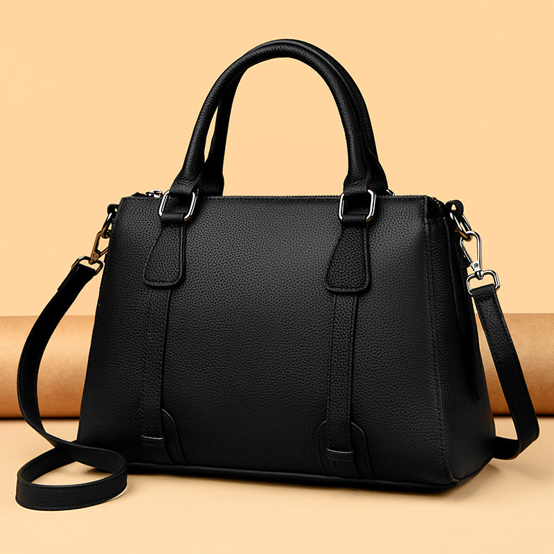 2025 First layer cowhide handbag popular autumn new simple and fashionable leather tote bag high-end messenger shoulder bag