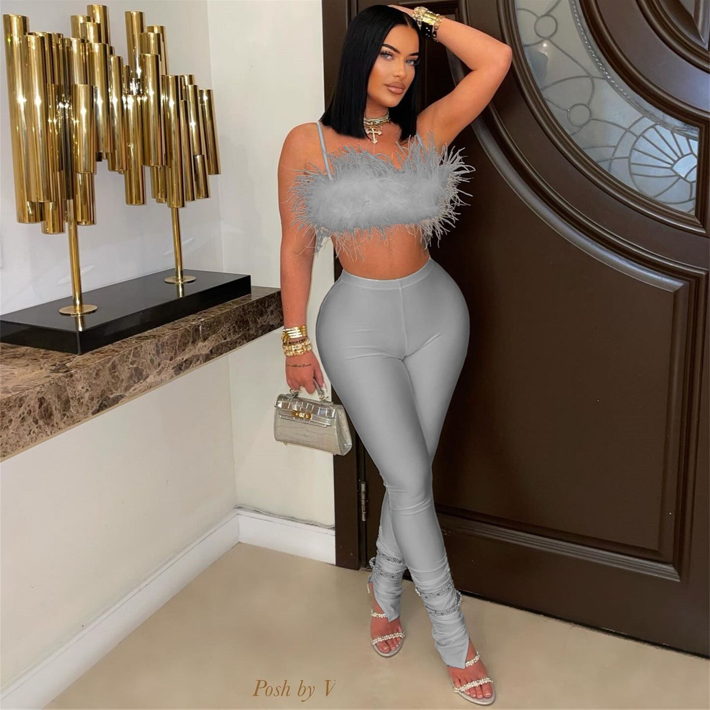 summer new women's clothing New Popular trade personalized sexy wind suspender backless tube top hip trousers set