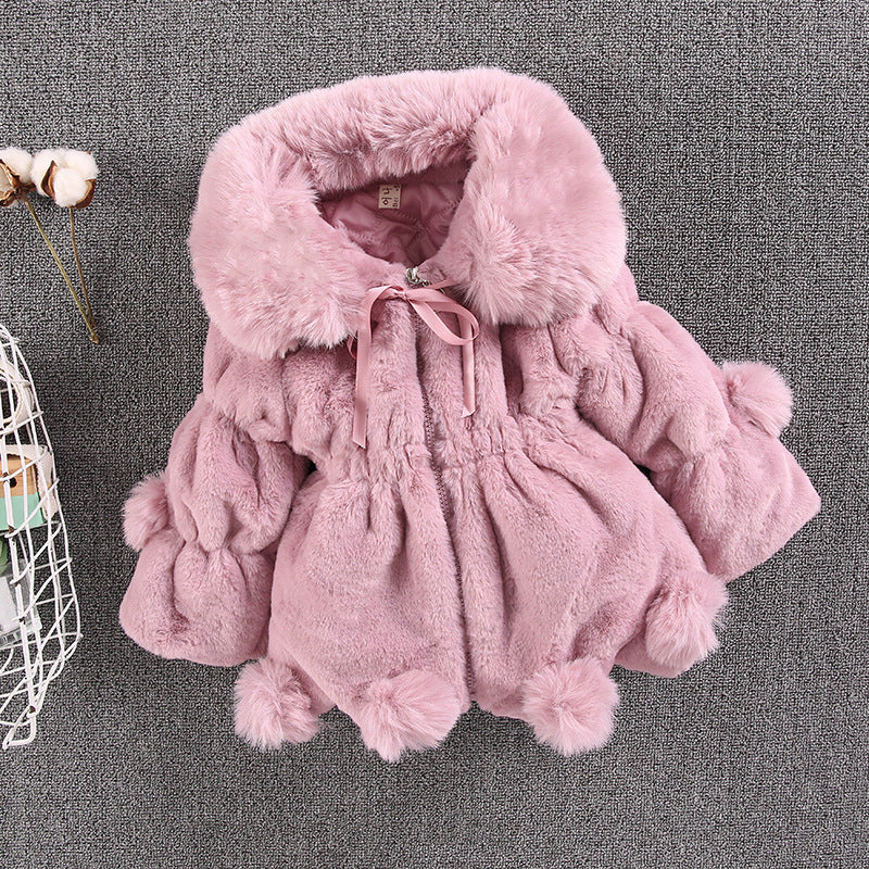 New plush warm winter thickened soft imitation rabbit hair girls small and medium children's hair sweater   explosion