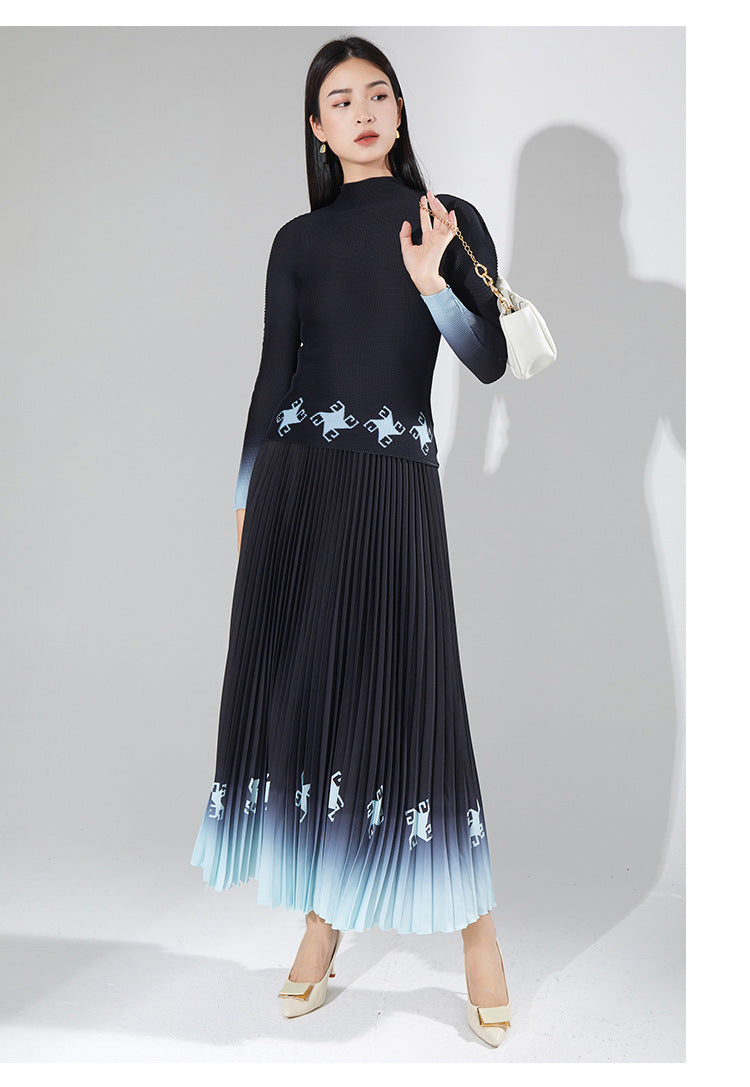 2025 Fashion pleated suit women's autumn clothing high-quality two-piece set processing custom-made 2025 Popular trade big-name women's clothing foundry
