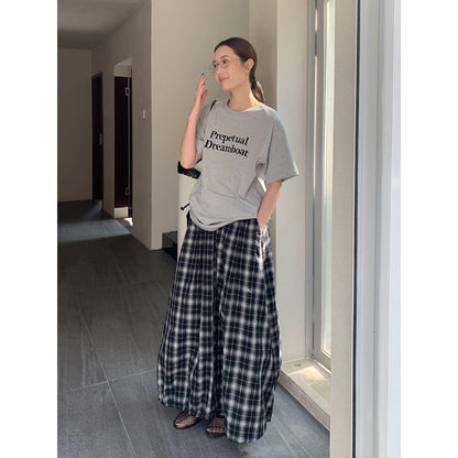 2025 THE MIND plaid cotton bud skirt 2025 summer new Korean version casual versatile high waist skirt T286
