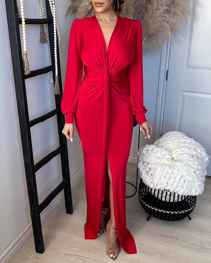 XIANGTUIBAO Spring and summer sequins slim-fit bubble medium and long one-word shoulder dress medium and long red gradual change bubble sleeve dress
