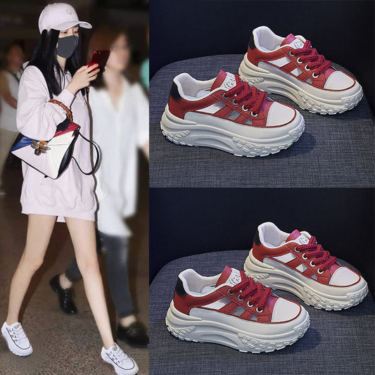 2025  Korean version of summer new dad women's shoes ins tide student breathable sports shoes thick sole heightening casual Q009