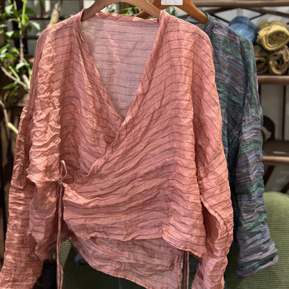 2025  250331/Small fish ramie flapper strap spring and summer retro cardigan sunscreen shirt
