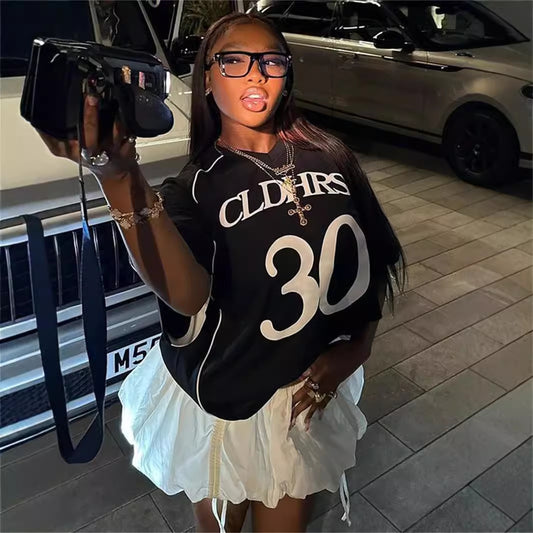 popular summer new New n fashion retro street letter printing casual loose T-shirt short-sleeved top