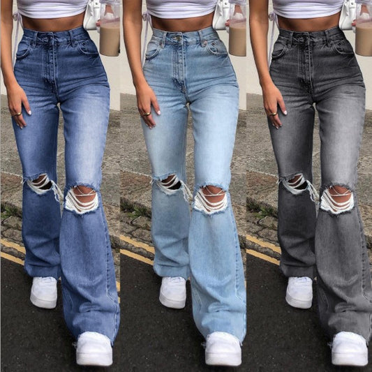 2025 2025 Popular trade independent station popular high waist wide leg jeans women