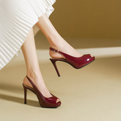 2025 848-1 Fish mouth rear empty high-heeled sandals for women 2025 women's summer new thin-heeled waterproof table, not tired of high-heeled shoes for women