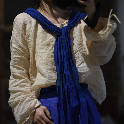 2025  24/3 SN43 spring literary and artistic versatile high-count ramie hand-buckled national style pullover linen shirt