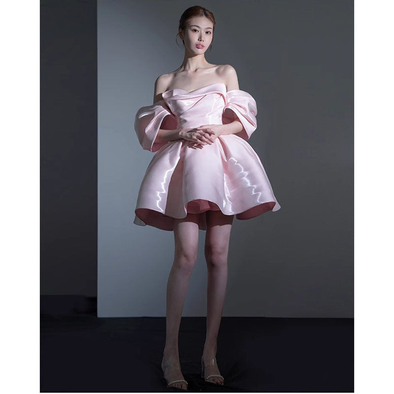 2025 Evening Dress  New Temperament Celebrity Banquet Birthday Party One Shoulder Princess Short Skirt Spring