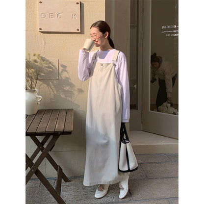 2025 THE MIND Tencel cotton denim strap skirt 2025 spring and summer new Korean version medium and long suspender dress T088