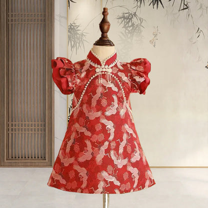Xiangtuibao One Year Old Celebration Dress Chinese Style Girl's One-Year-Old Crown Dress Baby Girl's National Style Red Baby Zhuazhou Cheongsam High-End Dress