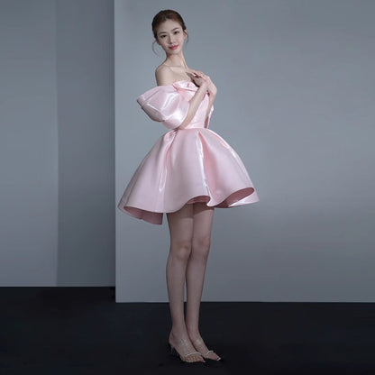 2025 Evening Dress  New Temperament Celebrity Banquet Birthday Party One Shoulder Princess Short Skirt Spring