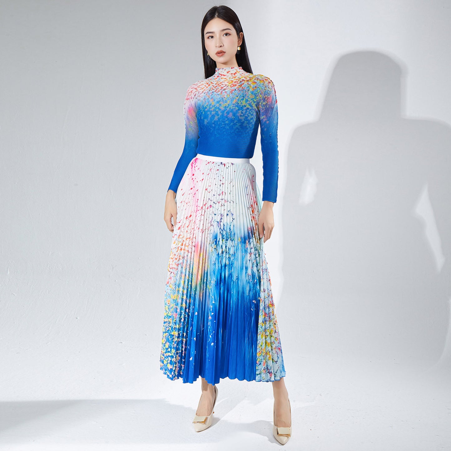 2025 Fashion pleated suit women's autumn clothing high-quality two-piece set processing custom-made 2025 Popular trade big-name women's clothing foundry