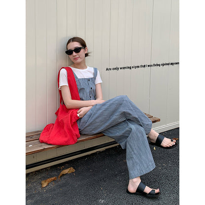 2025 THE MIND linen cotton striped casual overalls 205 summer new Korean version simple onesie 051AX
