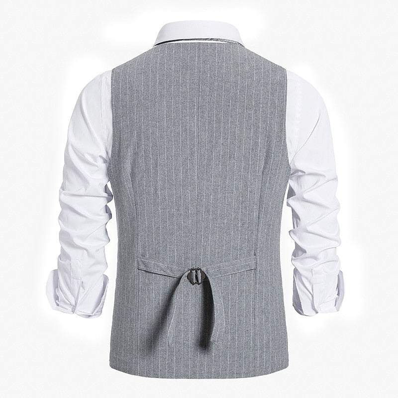 xiangtuibao Striped Vests Men Suit Vest Classic Black Business Vest Waistcoat Men Single Breasted Vests British Blazer for Men Sleeveless