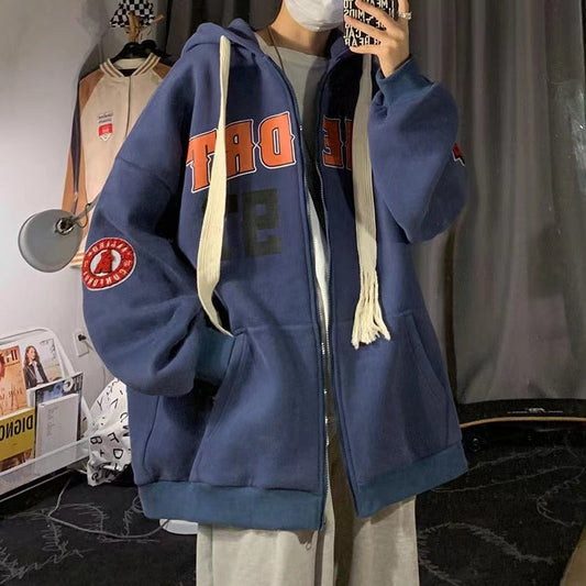 xiangtuibao Vintage Letter Print Zip Up Hoodie Women Jacket sweatshirt Oversized Casual Teens Clothes Hip Hop Streetwear New Korean