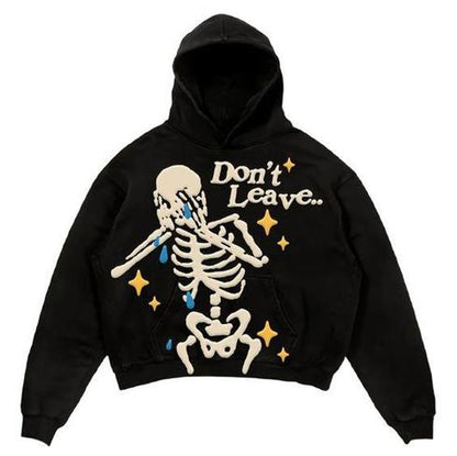 xiangtuibao Print Harajuku Street Embroidery Y2K American Retro Comic  Loose Hooded Sweater Loose Autumn Trend Sweater Couple Jacket