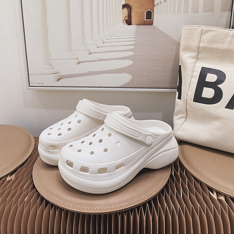 Summer Women Croc Clogs Platform Garden Shoe Sandals Height Increasing Slippers Slip On For Girl Beach Shoes Fashion Lady Slides