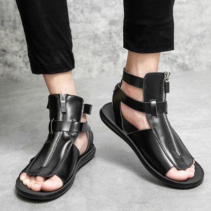 xiangtuibao Sandals for Men Black White Color Pu Leather Classics Casual Beach Designer Sandalias Double Buckle Summer Slippers Light Shoes