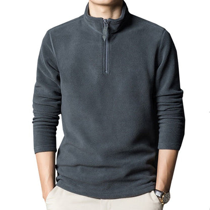 xiangtuibao Reversible Fleece Keep Warm Zipper Half Height Collar Solid Sporting Fashion Man Sweatshirt Pullover Grey Long Sleeve Male Coat