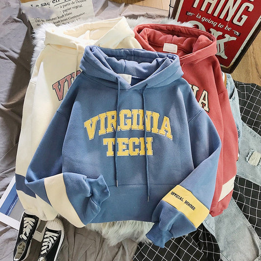 xiangtuibao oversized Hoodies Women Thicker Letter Warm Pullover Coat Drawstring Harajuku Sweatshirt Pink Womens Korean New High Quality