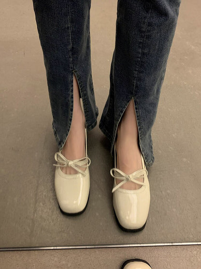 Elegant Casual Woman for Shoes Sandals Bow Hollow Pure Color Fashion Shoes Summer Mary Janes Fashion Faity Sandals Design