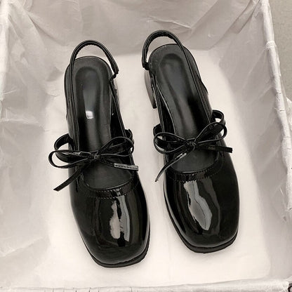 Elegant Casual Woman for Shoes Sandals Bow Hollow Pure Color Fashion Shoes Summer Mary Janes Fashion Faity Sandals Design
