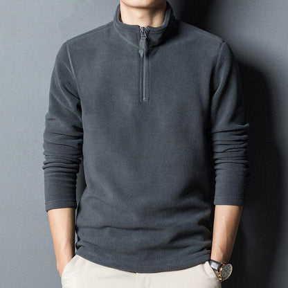 xiangtuibao Reversible Fleece Keep Warm Zipper Half Height Collar Solid Sporting Fashion Man Sweatshirt Pullover Grey Long Sleeve Male Coat
