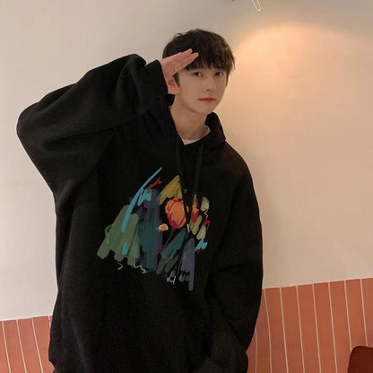 xiangtuibao-Men's 100% Cotton Hooded Hoodies Fashion Trend Sweatshirts Oversized Couple Clothes Pullover Thickened Plush Coats