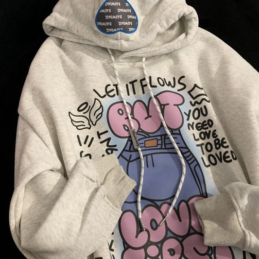 xiangtuibao Oversize Hoodies Women Sweater Plush High Class Gray Long Sleeve Coat Anime Hoodie Harajuku Sweatshirt Korean Goth Y2k Clothes