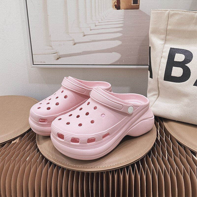 Summer Women Croc Clogs Platform Garden Shoe Sandals Height Increasing Slippers Slip On For Girl Beach Shoes Fashion Lady Slides